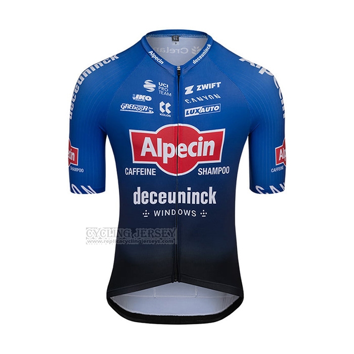 2022 Cycling Jersey Alpecin Deceuninck Black Blue Short Sleeve and Bib Short